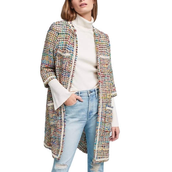 Anthropologie Jackets & Blazers - Anthropologie Veste En Berwyn Tweed Blazer Long Coat Size Large